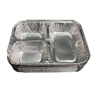 Boîte à lunch en aluminium à quatre compartiments pour la restauration rapide à emporter, contenants en aluminium écologiques et légers pour la restauration
