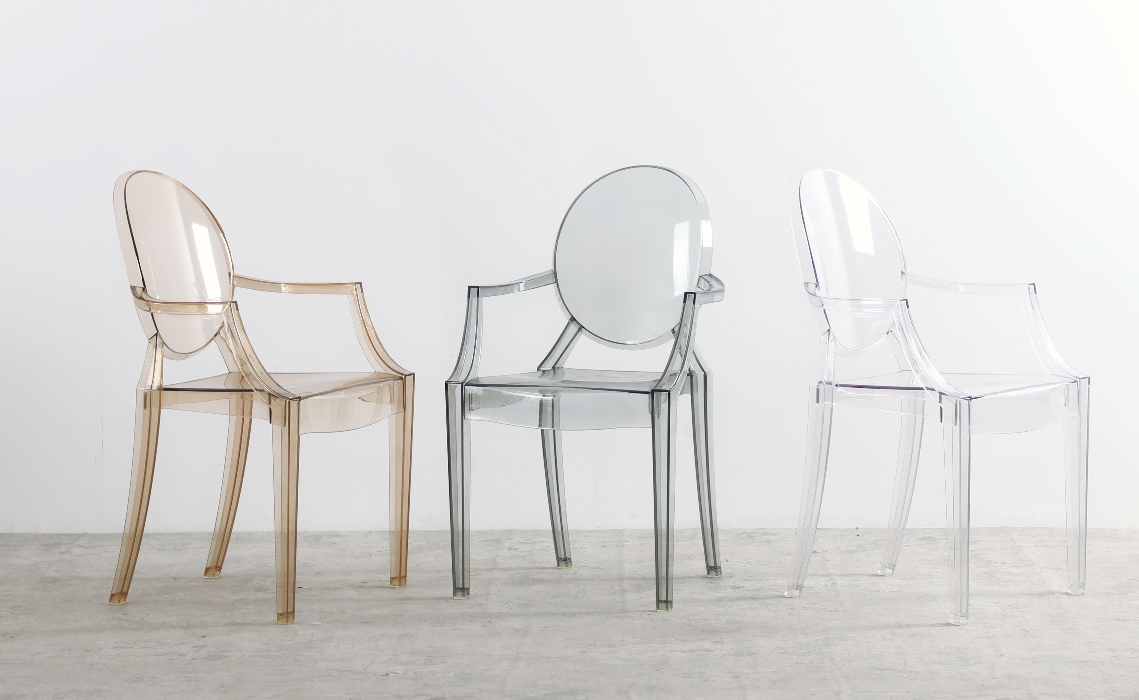 便宜的世纪中叶家具现代无臂聚碳酸酯餐椅水晶透明塑料透明亚克力鬼