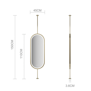 Bán Buôn 3 Màu Sắc Có Thể Điều Chỉnh Chiếu Sáng Vô Bước Mờ Ánh Sáng Bằng Đồng Với LED Kim Loại Khách Sạn Hình Dạng Hình Bầu Dục Phòng Tắm Gương - Product Image 5