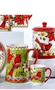 Juego de vajilla de cerámica para cena de cocina con pájaros de Color rojo de Navidad creativo de estilo americano más vendido - Product Image 5