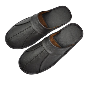 <b>Men</b> Genuine Cowhide Leather <b>Slippers</b> Breathable Shock Absorption Soft Smooth Sole <b>Bedroom</b> Flat Indoor Outdoor All Seasons - Product Image 5
