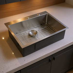 Évier de cuisine encastrable en acier inoxydable 30x22 pouces, simple bac, surface polie, facile à nettoyer - Product Image 2