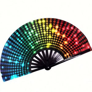 <b>Large</b> Rave <b>Fan</b> UV Silver Color Kungfu <b>Fan</b> for Promotion Bamboo Crafts - Product Image 1