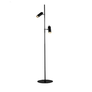 Rahat 2 ışıkları ayarlanabilir zemin lambası çift işıklar ayakta lamba okuma lambası siyah Modern İskandinav LED zemin ışık karton Modem