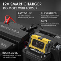 Chargeur de batterie de voiture FOXSUR 12V 6A, chargeur de moto, chargeur de batterie intelligent automatique complet avec réparation