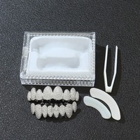 Grillz dentaire Hip Hop Iced Out CZ plaqué or 18 carats, ensemble haut et bas, style vampire, pour hommes, femmes et rappeurs