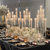 Décoration de mariage, chandeliers en acrylique faits à la main, chandeliers en cristal personnalisés, ornements de table fleuris, Chine