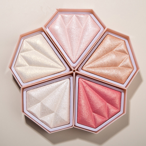 Resaltador Paleta de rubor Rosa Etiqueta privada OEM Maquillaje facial 5 colores Diamante Vegano Brillo Resaltador Contorno <span class=keywords><strong>Bronceador</strong></span> - Product Image 3