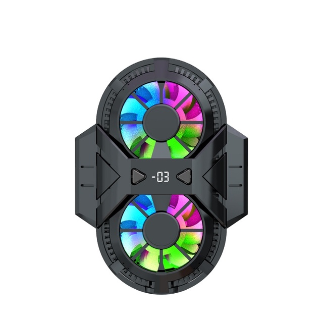 X38 Dual-core Digital Display Fans Colorful RGB Light Semiconductor Mobile Phone Radiator Cooler