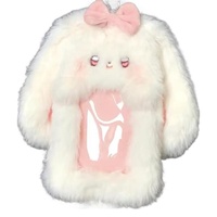 Lot de cartes en peluche coréennes mignonnes de 3 pouces personnalisées Porte-clés lapin suspendu aux oreilles en polyester et porte-cartes photo Design en peluche de dessin animé