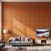 Autocollants muraux décoratifs en feutre PET texturé mat couleur terre cuite pour salon, chambre, salle de jeux, bureau à domicile