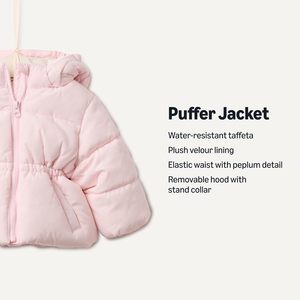 <span class=keywords><strong>Veste</strong></span> matelassée à capuche imperméable pour filles, teinte en pièce, avec fermeture éclair sur le devant - Product Image 2