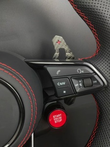 <span class=keywords><strong>Volante</strong></span> de Coche Personalizado de Fibra de Carbono y Cuero Perforado con Costuras Rojas y Botón de Encendido/Apagado para Audi Serie A4/A6/A3/Q/R/S - Product Image 4