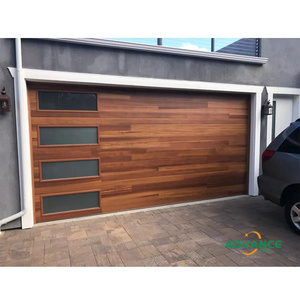 10x10 hiện đại điều khiển từ xa với cửa sổ chèn gỗ tùy chỉnh nhìn cắt nhôm bảng điều khiển cửa nhà để xe với kính - Product Image 3