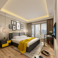 Ensemble de meubles d'appartement en MDF, lit design pour chambre moderne, ensembles de meubles de chambre à coucher en mélamine, meubles d'hôtel sur mesure, écologiques et durables