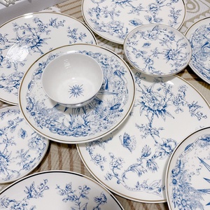Service de table en porcelaine fine bleu clair européen 41 pièces et assiettes à dessert en porcelaine – Meilleures ventes - Product Image 2