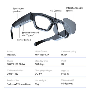 Occhiali ChatGPT ad alte prestazioni con 48H Standby e 2K/30fps Video <span class=keywords><strong>Ar</strong></span> Smart Glasses con fotocamera per la documentazione di viaggio - Product Image 5