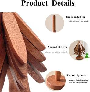 ชุดขาตั้งสามขารูปต้นไม้พับได้สำหรับห้องครัวชุดขาตั้งสามขาไม้ที่รองแก้วรูปต้นไม้ไม้ชุดละ4ชิ้นสำหรับอาหารจานร้อน - Product Image 3