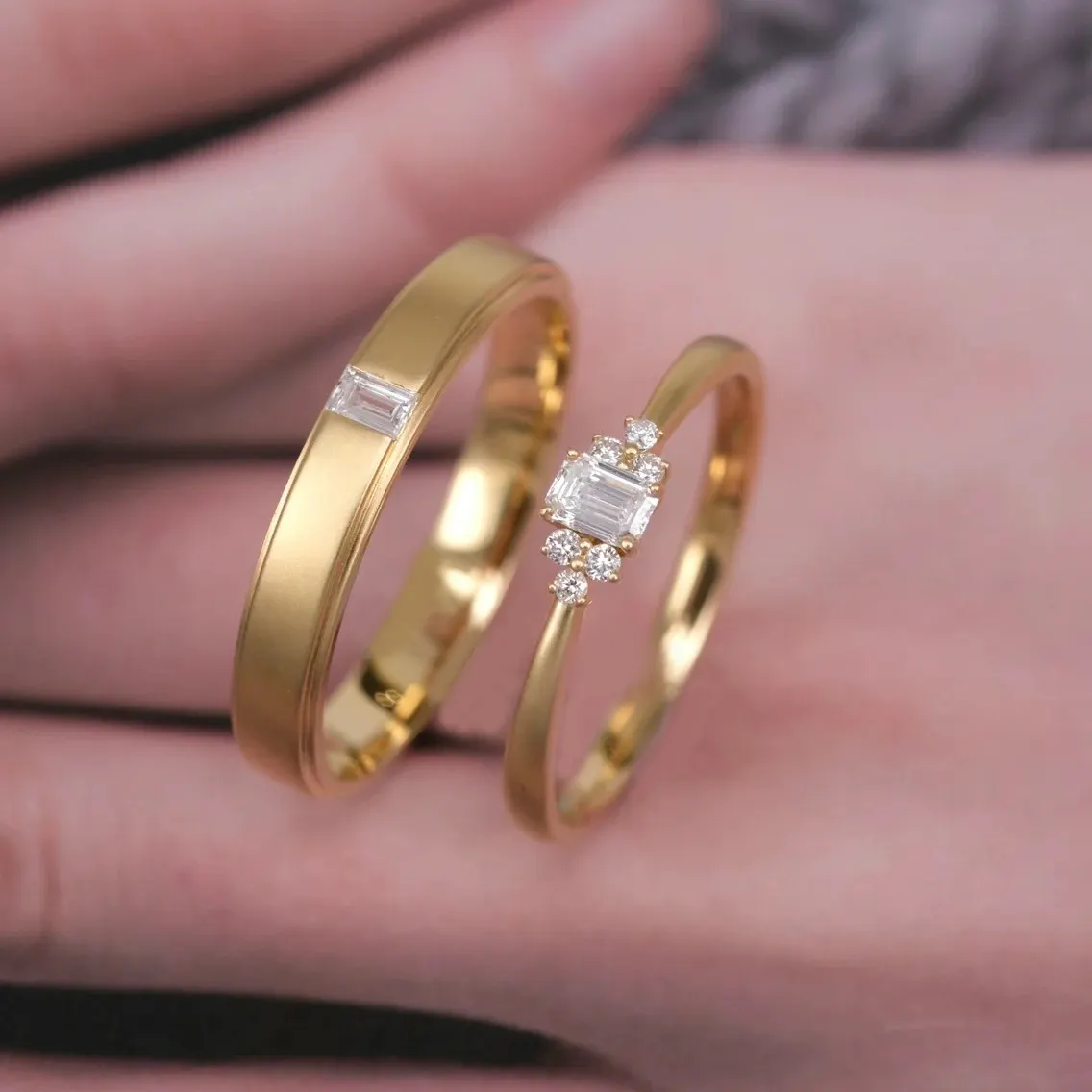 2024 טבעת נישואין חדשה זהב אמיתי 10k 14K 18K זהב טבעת יהלום מויסניט טבעת נישואין לגברים ולנשים התאמה אישית של תכשיטים