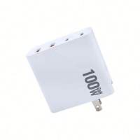 Chargeur secteur GaN multi-ports 100W ultra-plat tout-en-un avec prise EU, léger et à charge rapide pour ordinateur portable et téléphone portable