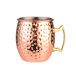 Hot Selling Classic Brass Hammered Ovaloid Beer Drinking Copper Cup Stainless Steel Moscow Mule Mug