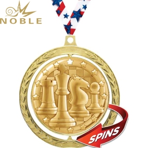 Médaille de compétition d'échecs en or de haute qualité pour enfants en stock - Product Image 6