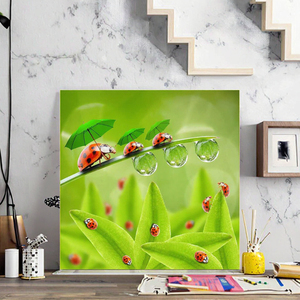Pintura de Diamantes 5D Impresa, Diseño de Escarabajo y Hierba, Estilo ROMANO, Forma Flotante, Lienzo <span class=keywords><strong>con</strong></span> Diamantes Acrílicos, Pinturas de Lienzo Personalizadas DIY - Product Image 3