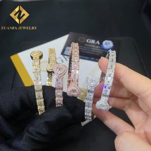 Nuevo Diseño de Brazalete de Moissanita con Forma de Corazón, Plata 925, Pasa el Test de Diamantes, Brazalete de Moissanita para Mujer con Certificación GRA - Product Image 1