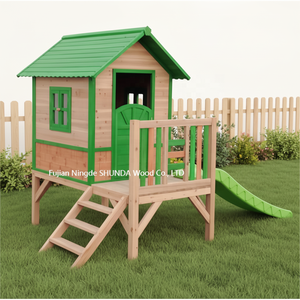 <span class=keywords><strong>Maison</strong></span> de jeu pour enfants en bois d'extérieur personnalisée avec rampe et toboggan, <span class=keywords><strong>maison</strong></span> de jeu pour enfants en bois FSC pour jardin et parc - Product Image 2