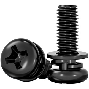 Black 304 Stainless Steel Phillips Round Head Screw M2 M3 M4 M5 M6 M7 M8 With Flat Spring Washer For Metal Furniture - Product Image 1