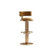 Moderner Edelstahl-Drehhocker Gepolsterter Barhocker mit Samtsitz Höhenverstellbar für Hausbar und Café