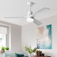 Ventilateur de plafond en bois massif de 52 pouces avec lumières LED et télécommande, moderne, 3 pales, moteur CC, 6 vitesses, faible bruit, pour salon