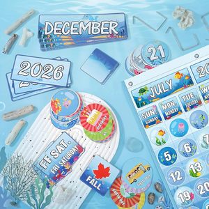 Juego de tableros de bolsillo con calendario para el aula, 120 tarjetas, clima, estaciones, festivales, educativo para la gestión del tiempo - Product Image 2