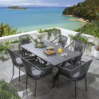 Ensemble de salle à manger haut de gamme en aluminium et rotin, style nordique, mobile, pour jardin, cour et balcon extérieur