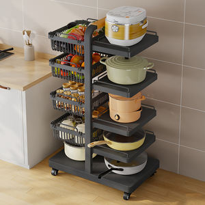 Organizador de Ollas de Hierro <span class=keywords><strong>con</strong></span> <span class=keywords><strong>Ruedas</strong></span> para el Hogar, Cesta de Almacenamiento de Frutas <span class=keywords><strong>con</strong></span> 5 Compartimentos, Escurridor, Estante de Secado, Ecológico, Desmontable - Product Image 2