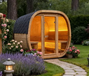 Sauna extérieur sur mesure HELIUS, sauna traditionnel, double banc avec éclairage LED pour 4 personnes - Product Image 1