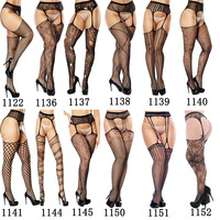 KTS536 Vente en gros OEM de lingerie sexy haut de gamme, bas résille en dentelle avec porte-jarretelles, collants pour femmes