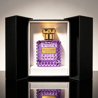 Botella de Perfume de Lujo Personalizada en Color Morado, 50ml 100ml, con Caja de Diseño Lujoso y Pulverizador de Niebla Fina