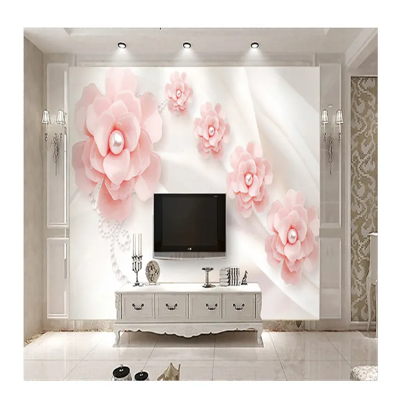 KOMNNI papier peint de luxe personnalisé bijoux de Style européen décoration murale Tv chambre fond 3d fleur papier peint