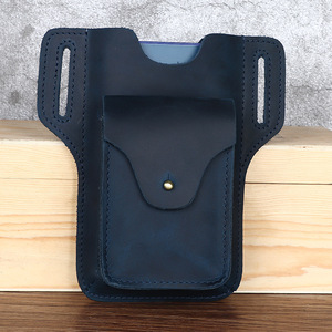 Bolsas para teléfono móvil de cuero Crazy Horse con logotipo personalizado, riñonera colgante para deportes tácticos al aire libre, riñonera de cuero genuino - Product Image 6