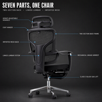 Chaise de bureau moderne en maille, hauteur réglable, fonction d'inclinaison, repose-pieds, pivotante, appuie-tête réglable - PP pour la maison, le bureau, l'atelier