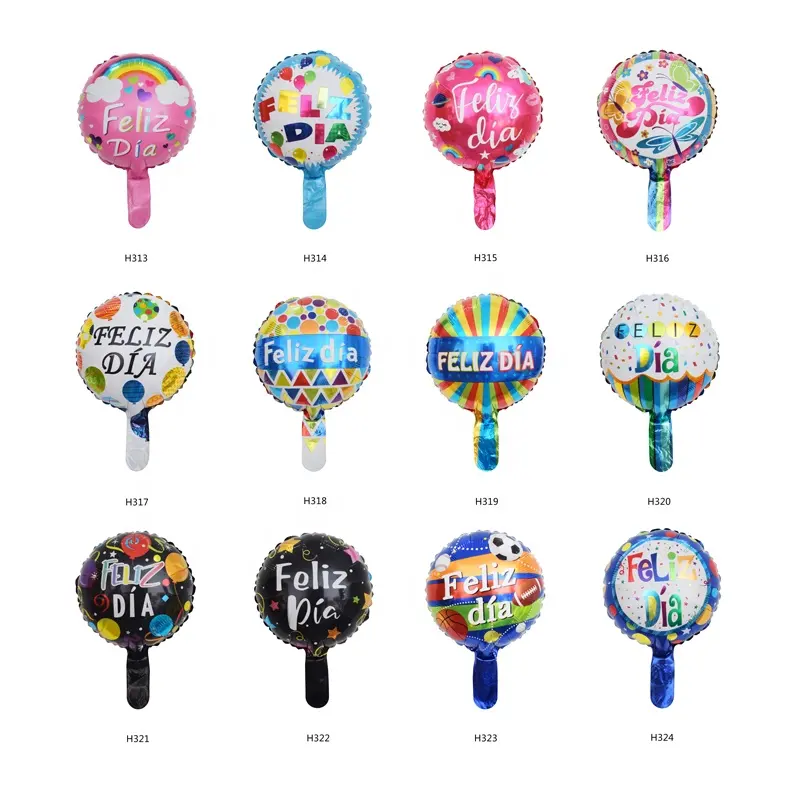 HSMZ Colorido Forma Redonda Balão Decoração Do Partido 10 polegadas Foil Balloon Series Espanhol Happy Everyday Balloon Espanol Feliz Dia