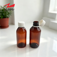 Bouteille Ronde en Plastique pour Médicaments Liquides 200CC 250CC, Bouteille Vide en PET Ambré de Haute Technologie pour Sirop Quagen, Sirop Contre la Toux