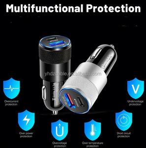 Chargeur de voiture USB et Type-C avec ports QC3.0, charge rapide, adaptateur universel Android, chargeur de voiture PD - Product Image 6
