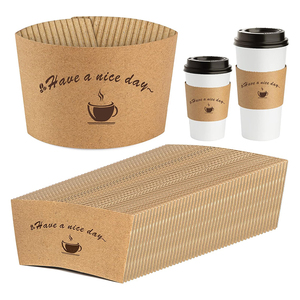 Funda Desechable de Vidrio de Pared Simple, Estampado Personalizado de Papel Corrugado Blanco y Marrón, para Café y Bebidas Calientes, 8oz, 12oz, 16oz, 20oz - Product Image 6