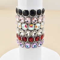 SongYi Mehrfarbiges Quadratisches Strass-Stretch-Armband Funkelndes Kristall-Elastik-Armreif Stapelbarer Damen-Partyschmuck