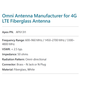 Antena de Fibra de Vidrio 4G LTE, Antena Celular Omnidireccional, Radiación Omnidireccional, Taiwán - Product Image 4
