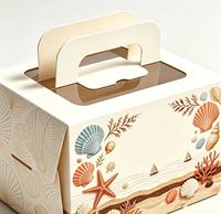 Boîte cadeau carrée en carton ivoire imprimée CMJN personnalisée en gros pour emballage de desserts de boulangerie, idéale pour anniversaires, mariages et événements.