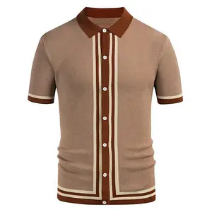 2022 Summer Men's Short-sleeved Knitted Casual POLO Shirts Contrast Color British Slim Lapel Ice Silk POLO Shirt Men Clothes