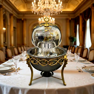 2026 New Best Selling Luxury Brass And Stainless Steel Round Style Chafing Dish With Ornate <b>Legs</b> And Lid High On Demand - Product Image 1
